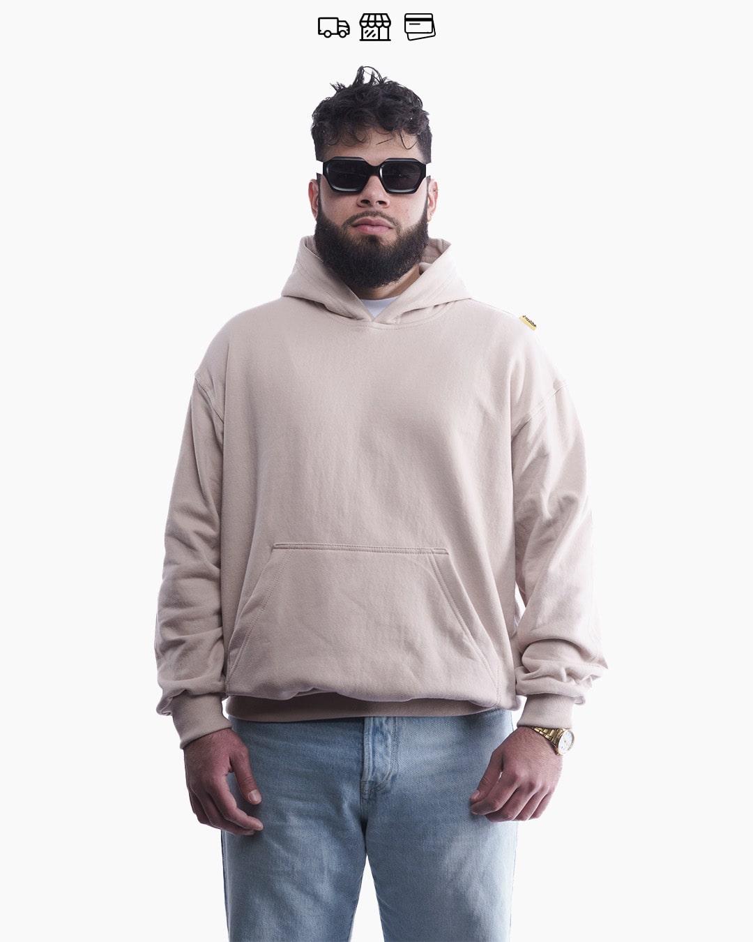 BASIC//ESSENCIAL OVERSIZED HOODIE BEIGE