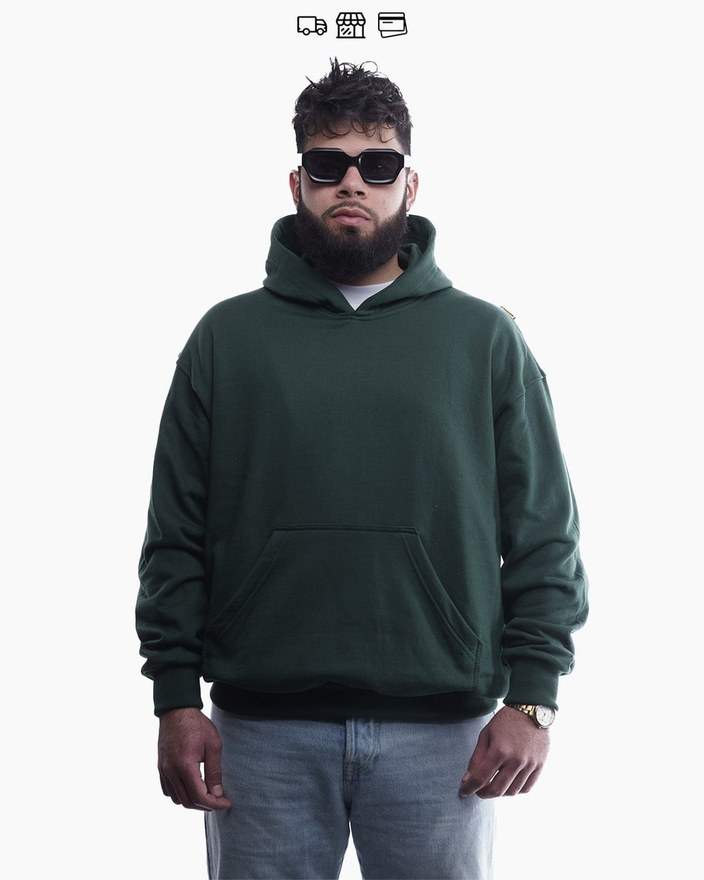 BASIC//ESSENCIAL OVERSIZED HOODIE VERDE BOTELLA