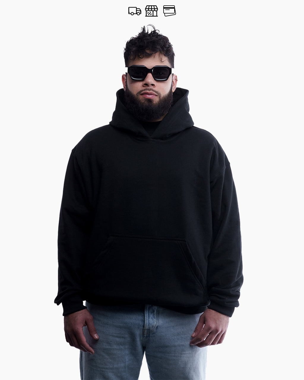 BASIC//ESSENCIAL OVERSIZED HOODIE NEGRO