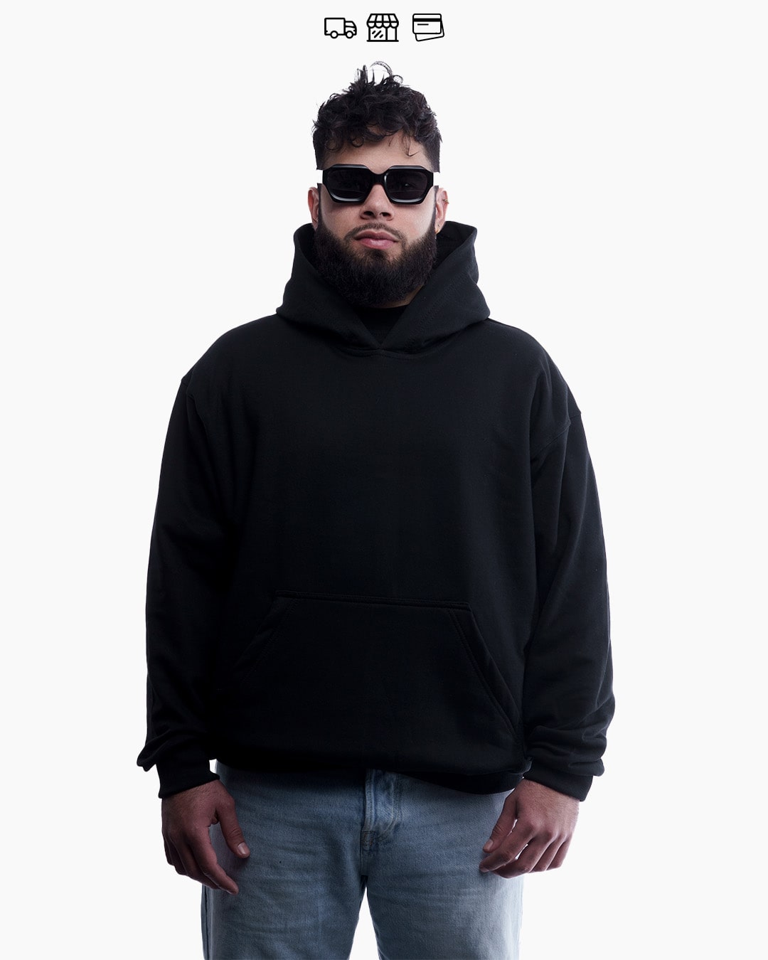 BASIC//ESSENCIAL OVERSIZED HOODIE NEGRO