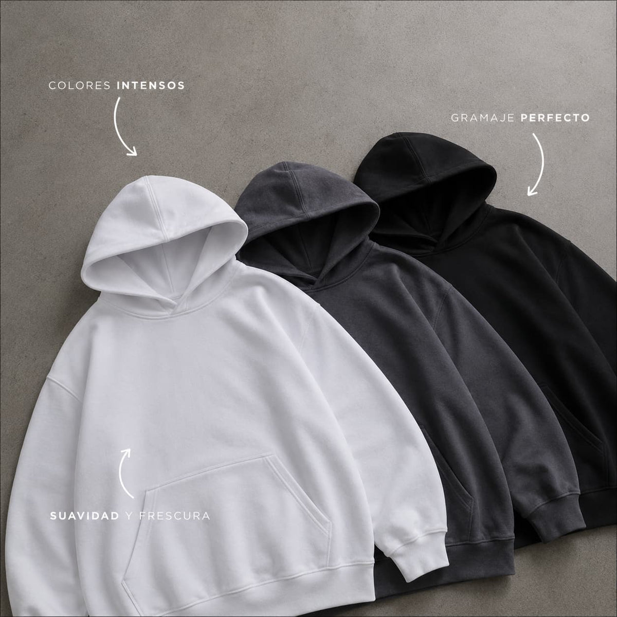 PACK HOODIES // 3 BASICOS BLANK - ESSENCIALES + ENVIO GRATIS