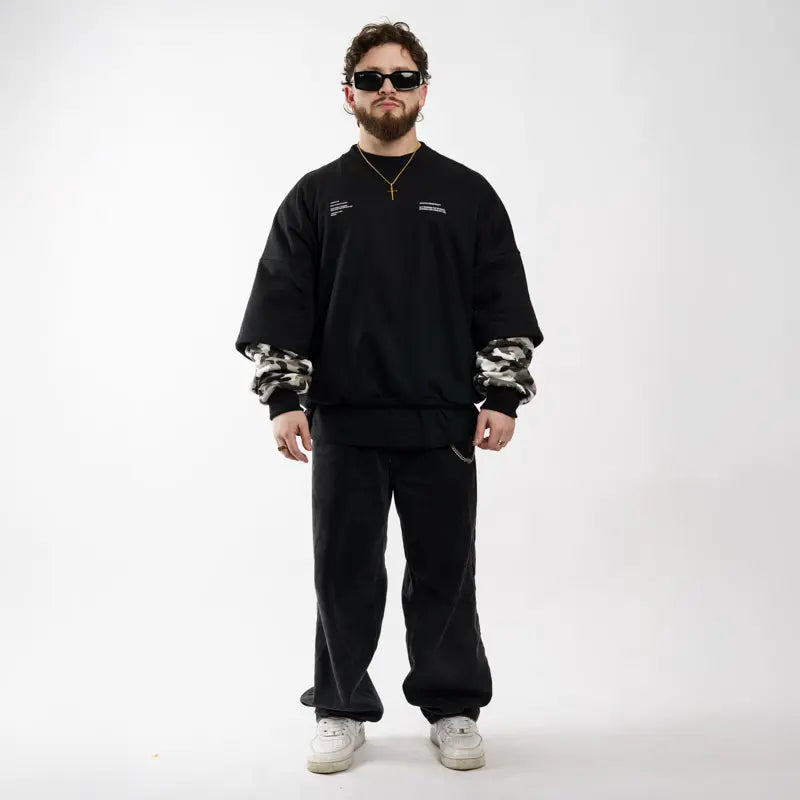 "MICRO TEX 01" // CREWNECK BOXYFIT DOUBLE SLEEVE