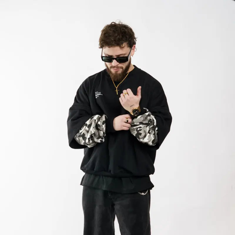 "MICRO TEX 01" // CREWNECK BOXYFIT DOUBLE SLEEVE