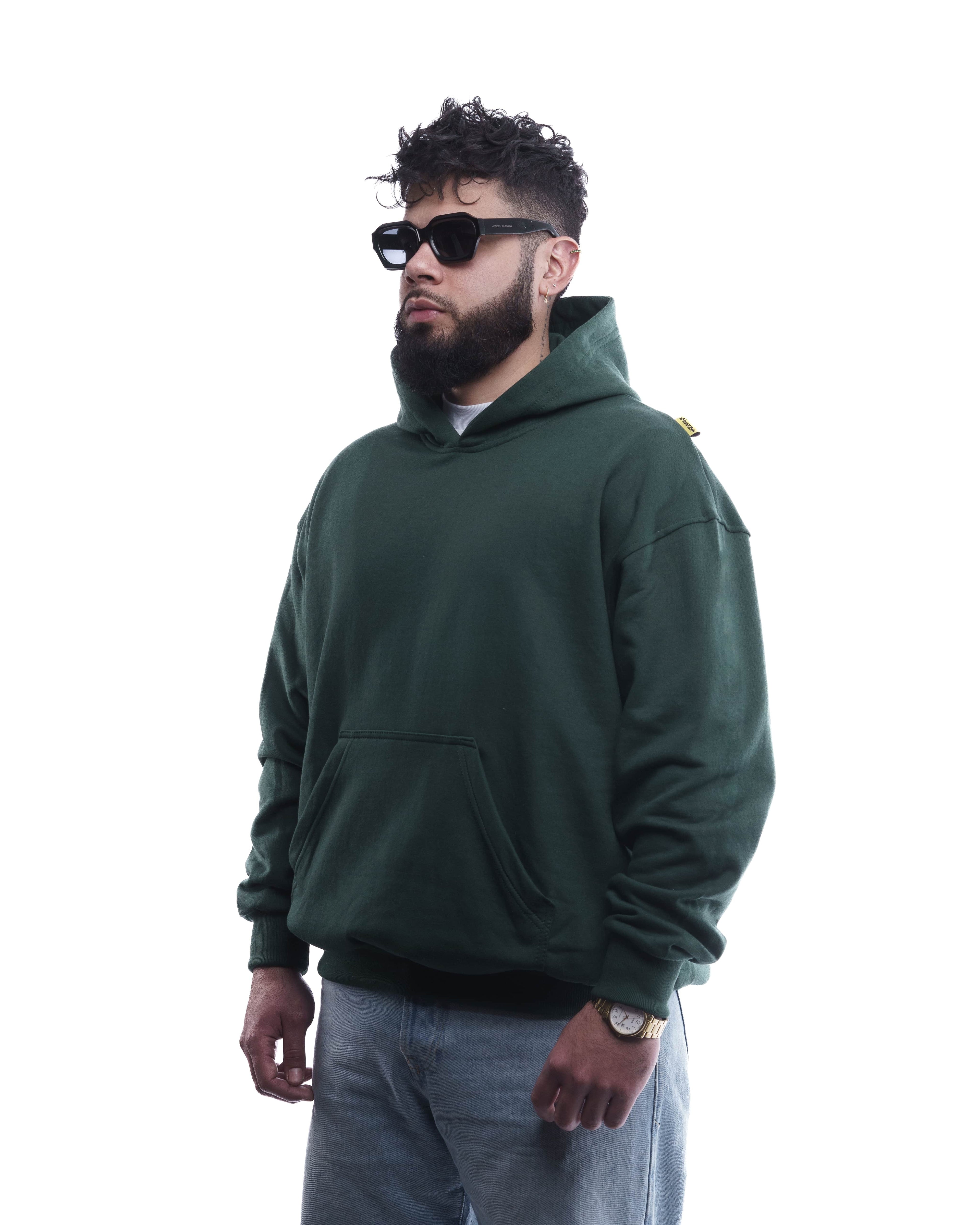 BASIC//ESSENCIAL OVERSIZED HOODIE VERDE BOTELLA