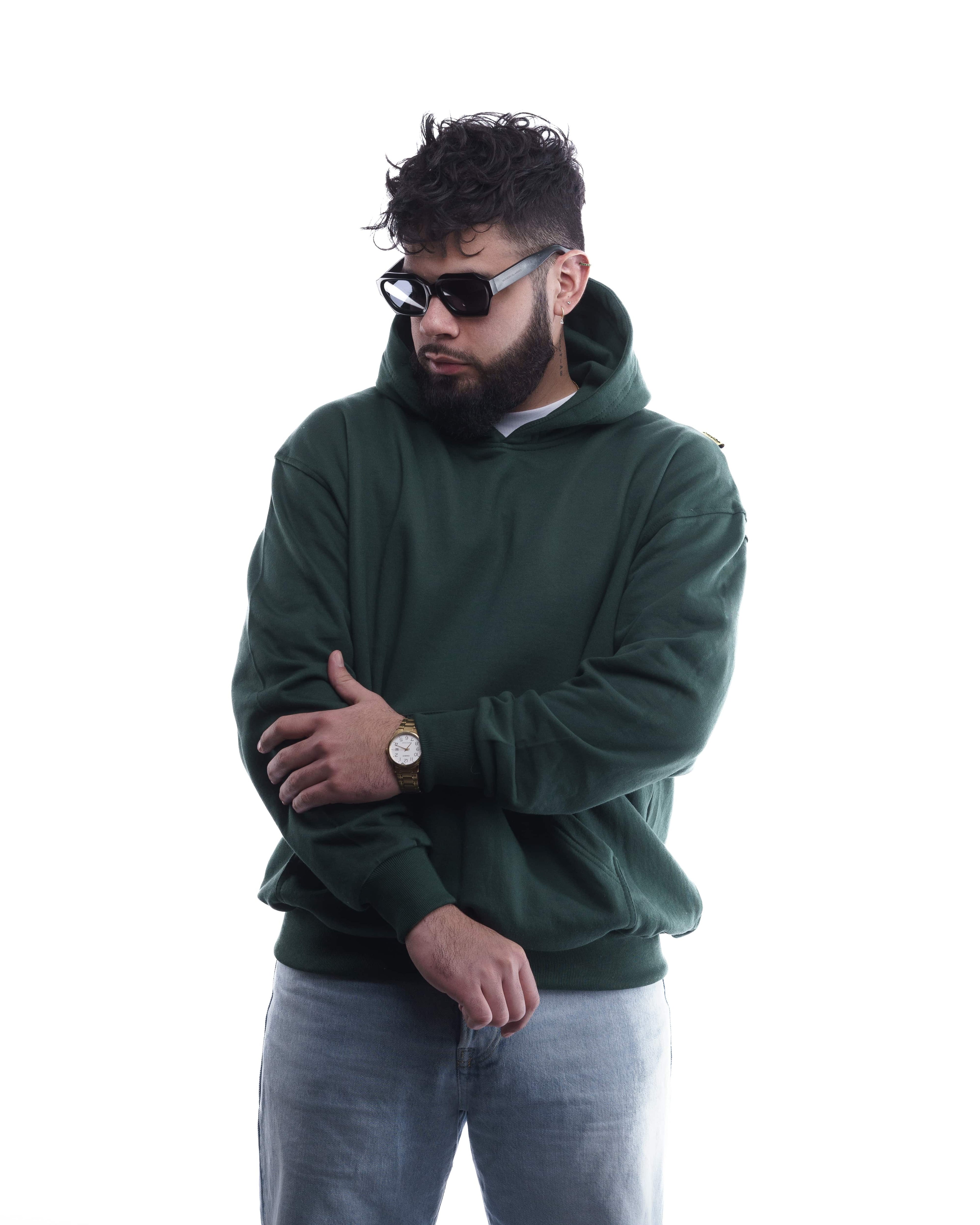 BASIC//ESSENCIAL OVERSIZED HOODIE VERDE BOTELLA