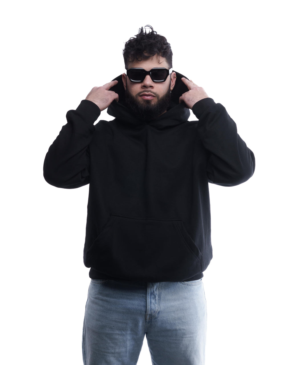 BASIC//ESSENCIAL OVERSIZED HOODIE NEGRO